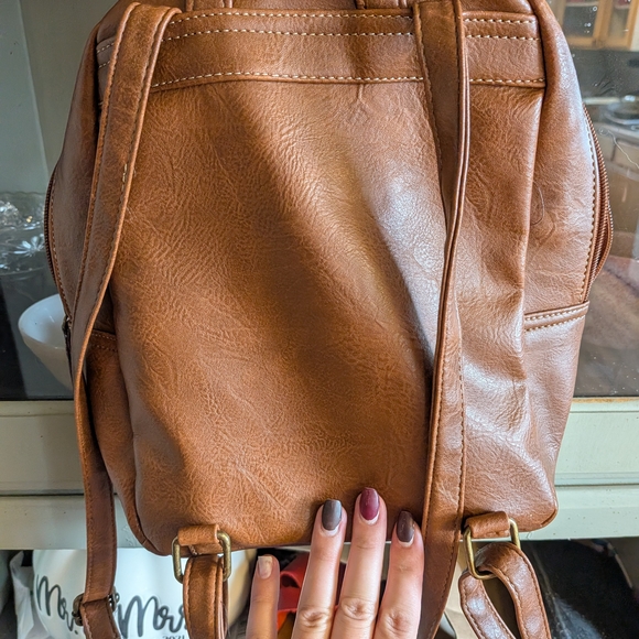 B.O.C. Brown Leather Backpack - Picture 5 of 10